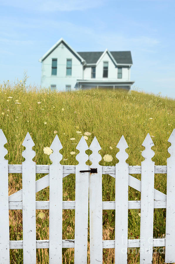 House in a Field Behind a Picket Gate Photograph by Jill Battaglia