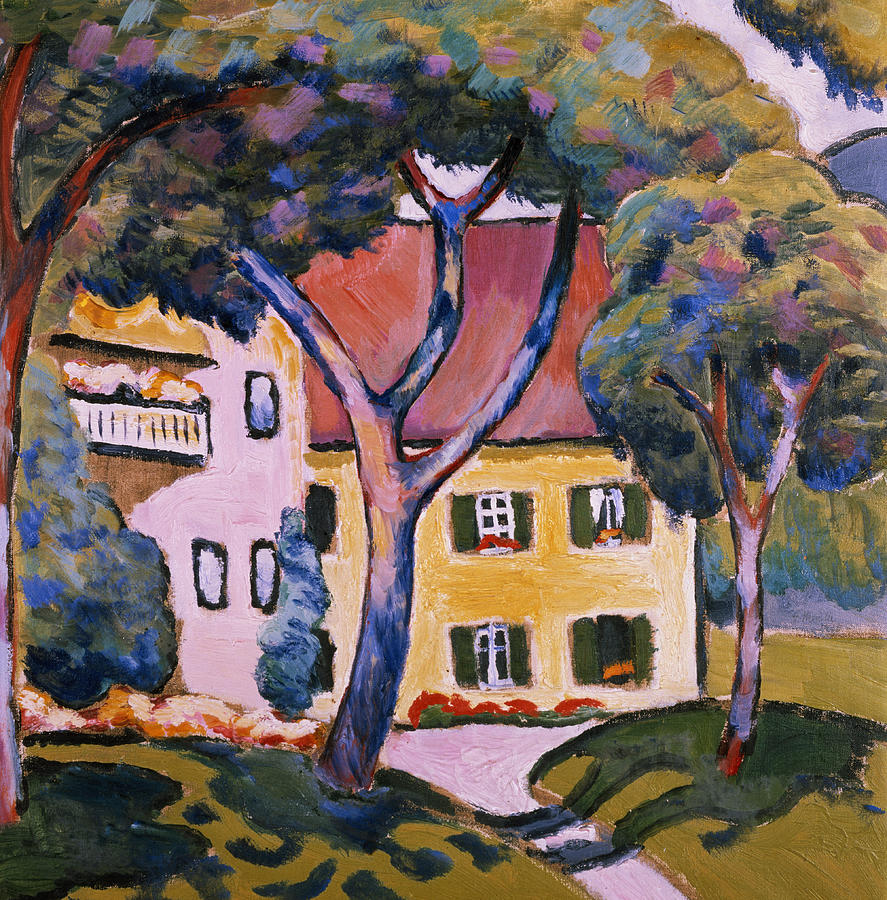 August Macke Painting - House in a Landscape by August Macke