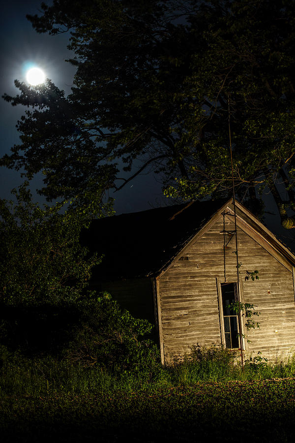 Moon Photograph - House In The Moonlight by Randy Shellenbarger