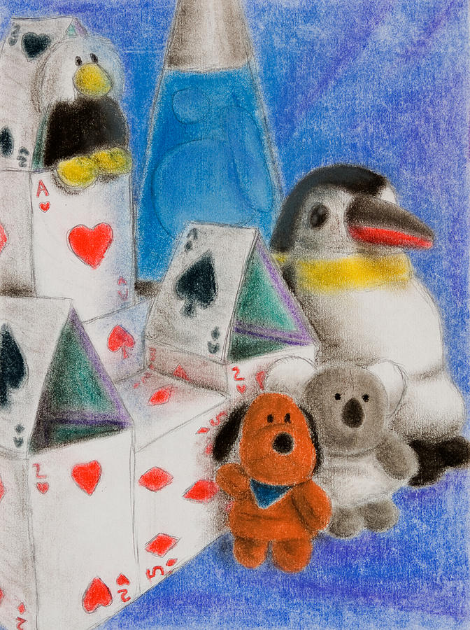 House Drawing - House Of Cards Still Life by Jeanette K House Drawing - House Of Cards Still Life by Jeanette K