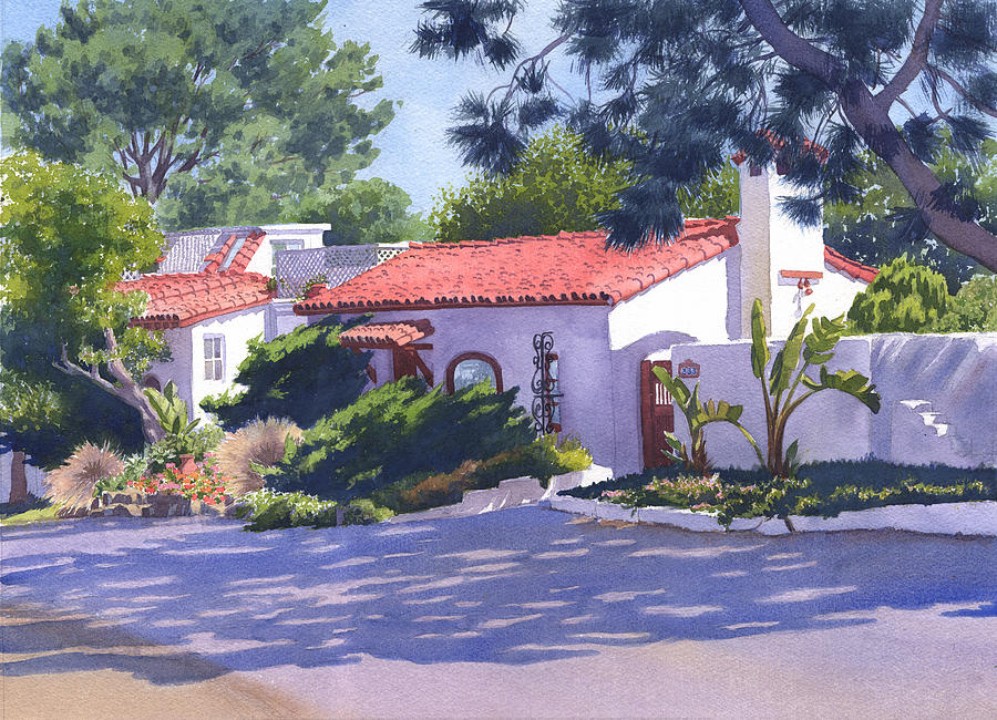 House on Crest Del Mar Painting by Mary Helmreich