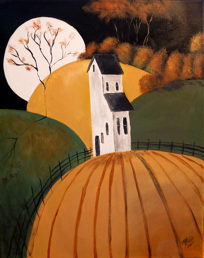 House on Farm Autumn Hills Painting by Michelle Iglesias - Fine Art America