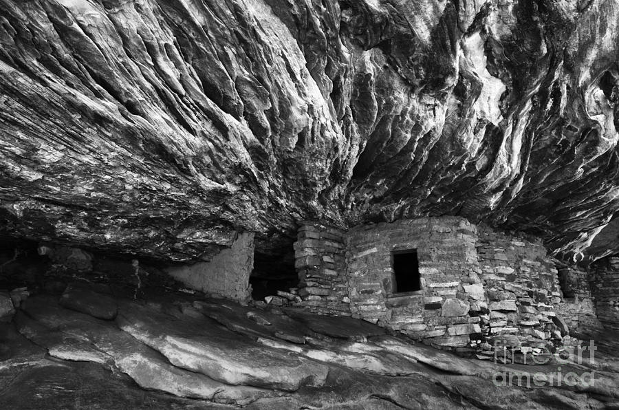 Black And White Photograph - House On Fire Ruin Utah Monochrome by Bob Christopher