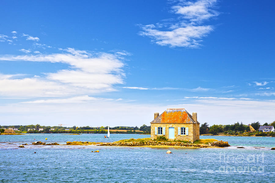 Cottage Photograph - House on Island Etel River Brittany by Colin and Linda McKie