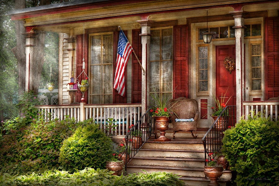 House - Porch - Belvidere NJ - A classic American home  Photograph by Mike Savad