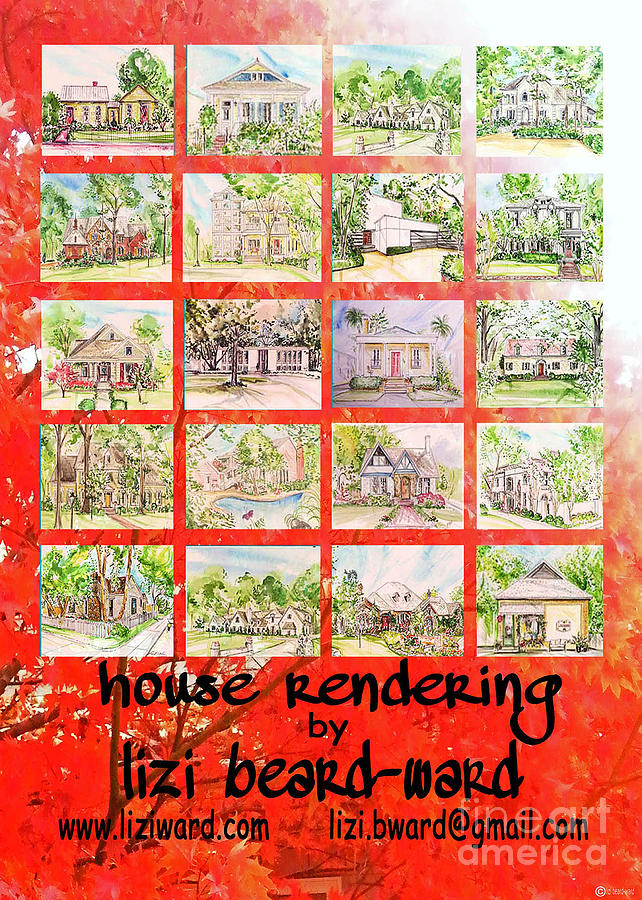 House Rendering Card Mixed Media by Lizi Beard-Ward