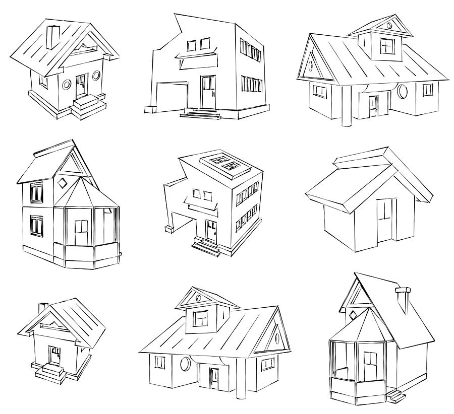 House Sketch Set Digital Art by Ioan Panaite - Fine Art America