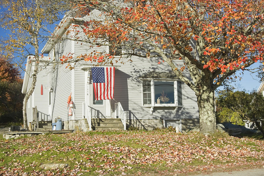 House with American Flag Photograph by Keith Webber Jr