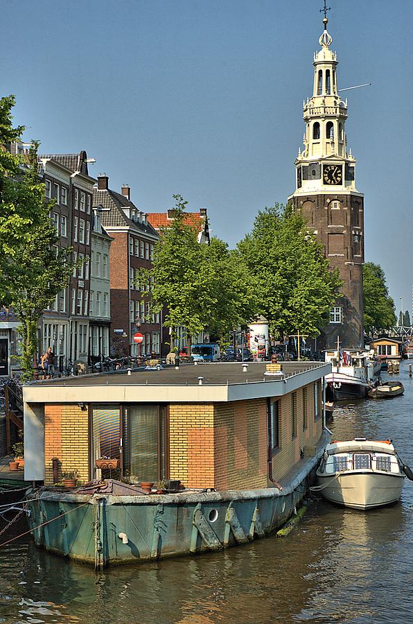 Houseboat and Tower Amsterdam Photograph by Steven Richman