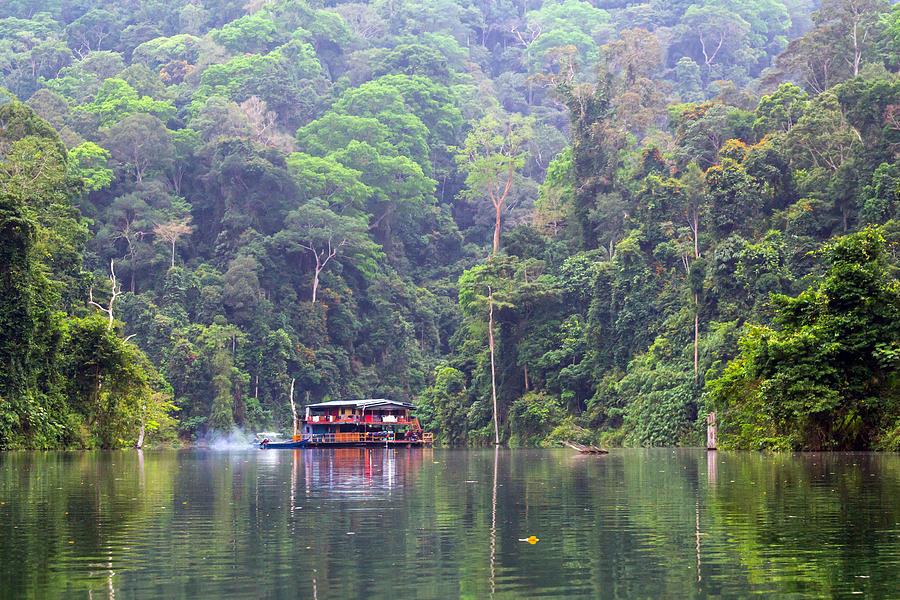 Houseboat at Temengor Lake in Royal Belum rainforest, Perak Malaysia Photograph by Shaifulzamri