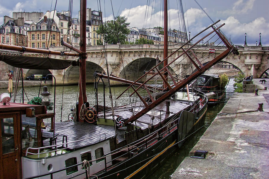 Bridge Photograph - Houseboat on the Seine by Nikolyn McDonald