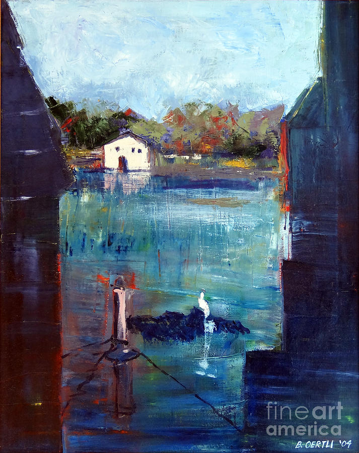 Houseboat Shadows Painting by Barbara Oertli
