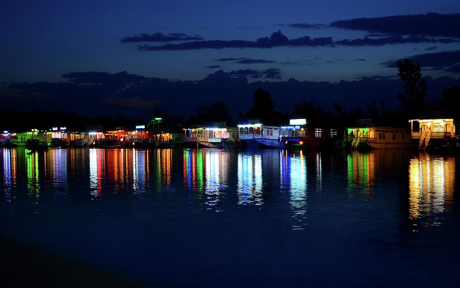 Houseboats In Lights-2 Photograph by Anand Purohit