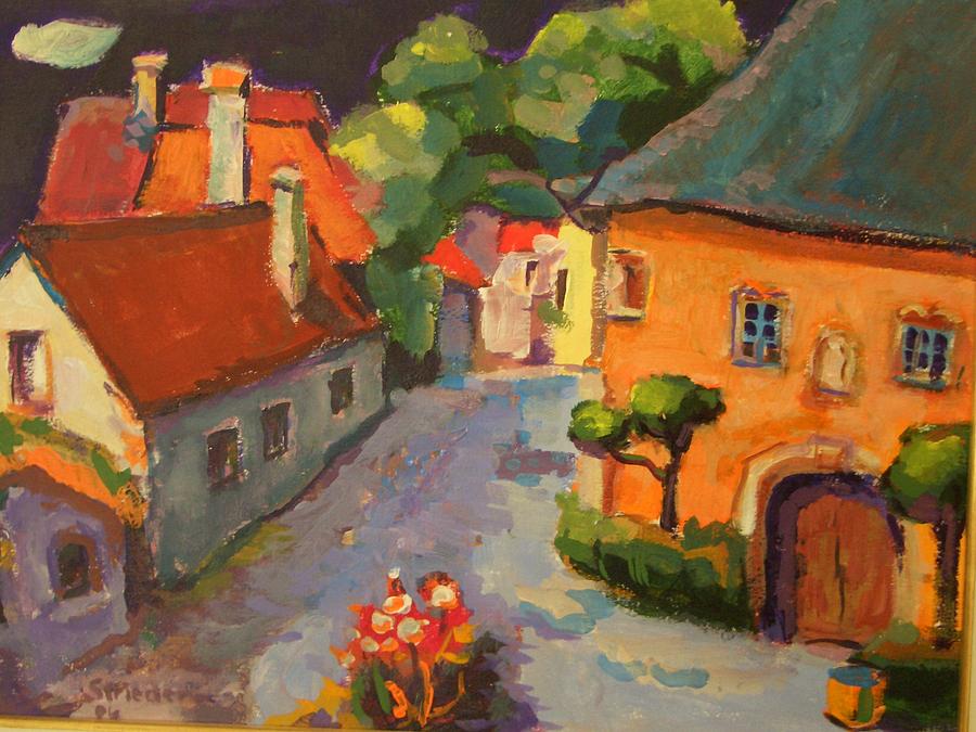 Houses Painting by Johannes Strieder