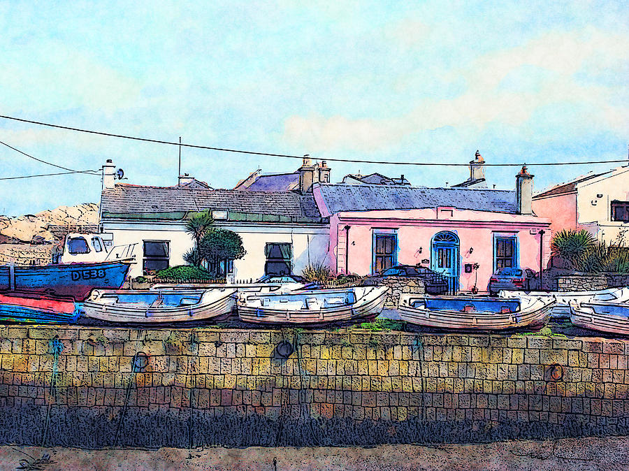 Houses And Boats On Howth Painting by Miki De Goodaboom