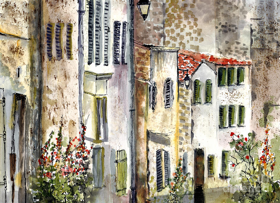 Houses in La Rochelle France Painting by Ginette Callaway