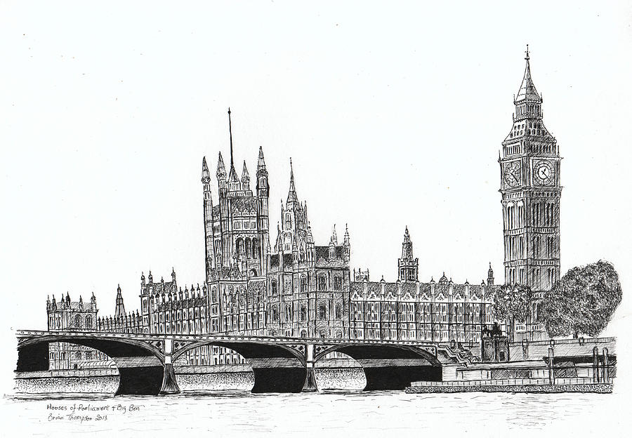 London Painting - Houses of Parliament and Big Ben in London by Brian Thompson