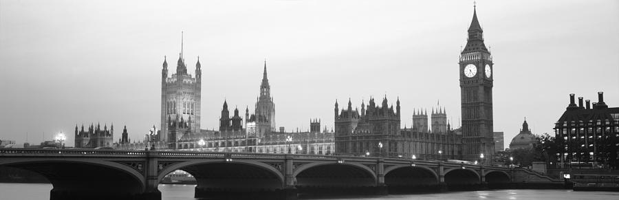 Black And White Photograph - Houses Of Parliament Westminster Bridge by Panoramic Images