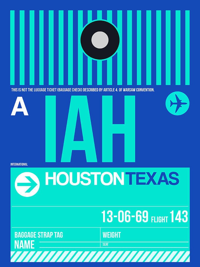 Houston Digital Art - Houston Airport Poster 2 by Naxart Studio