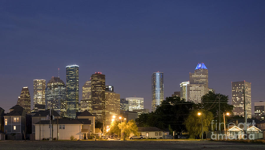 Houston Photograph - Houston at night by John Cooper