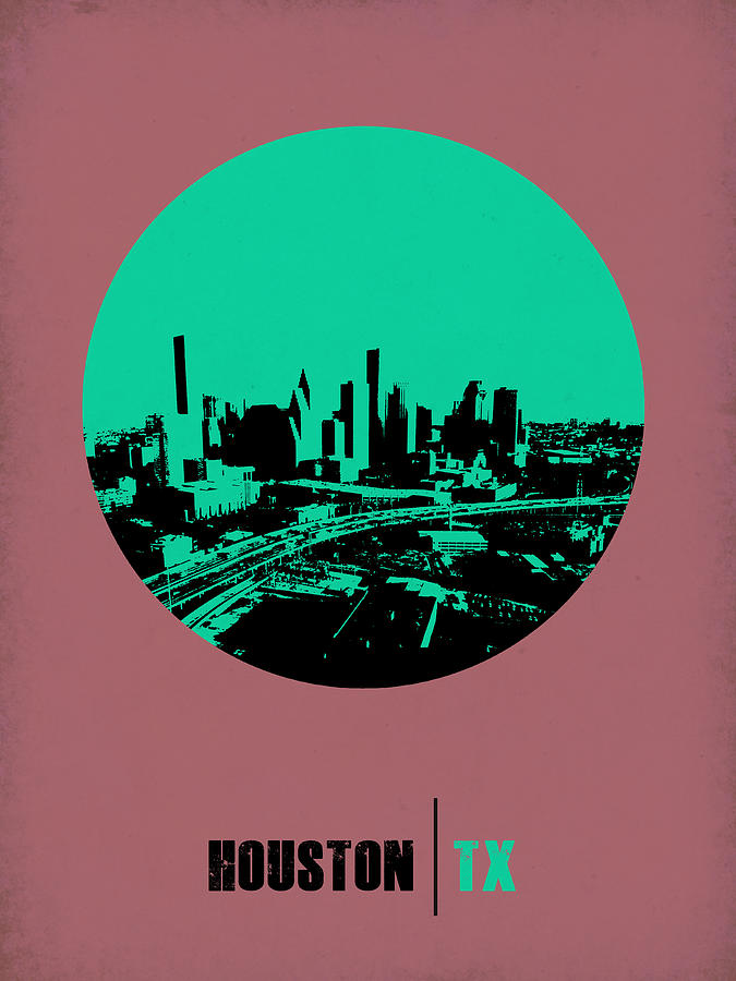 Houston Digital Art - Houston Circle Poster 1 by Naxart Studio