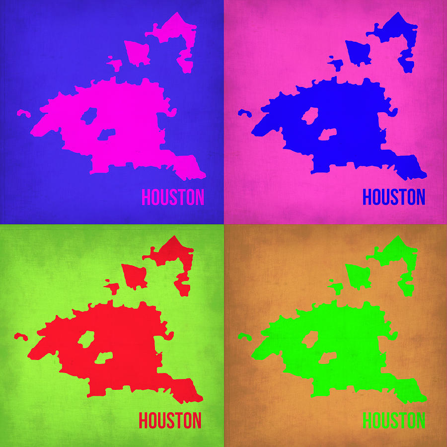 Houston Map Painting - Houston Pop Art Map 1 by Naxart Studio