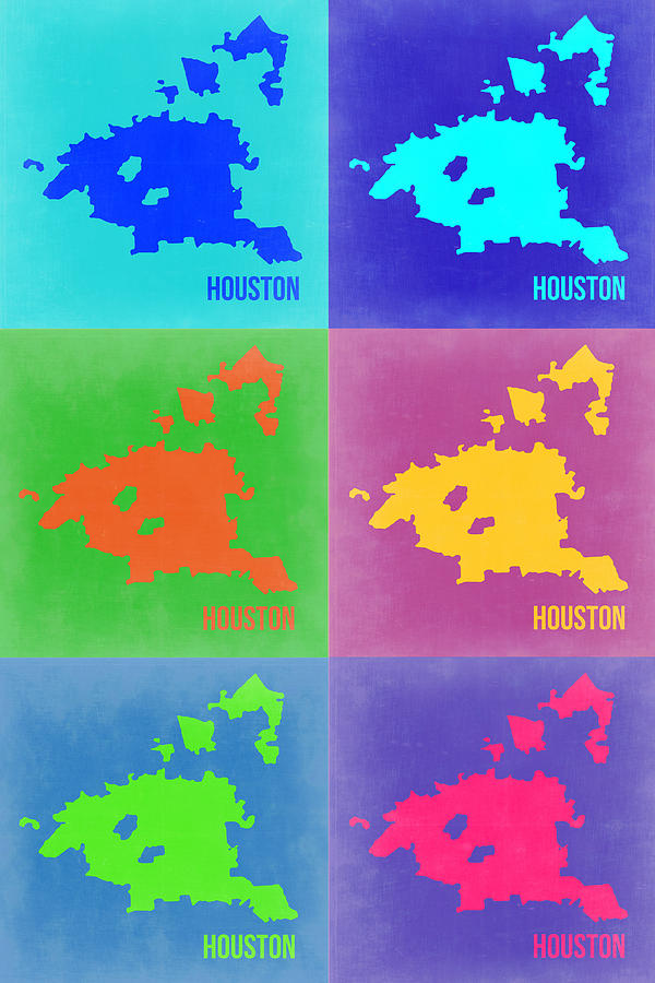 Houston Painting - Houston Pop Art Map 3 by Naxart Studio