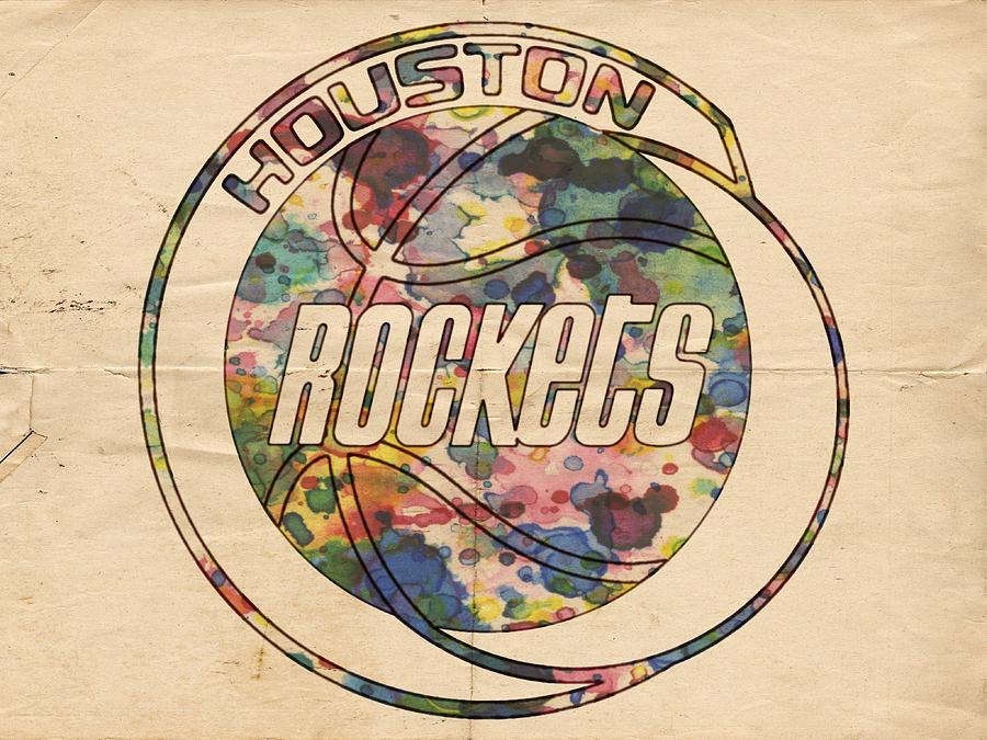 Houston Rockets Vintage Poster Painting by Florian Rodarte
