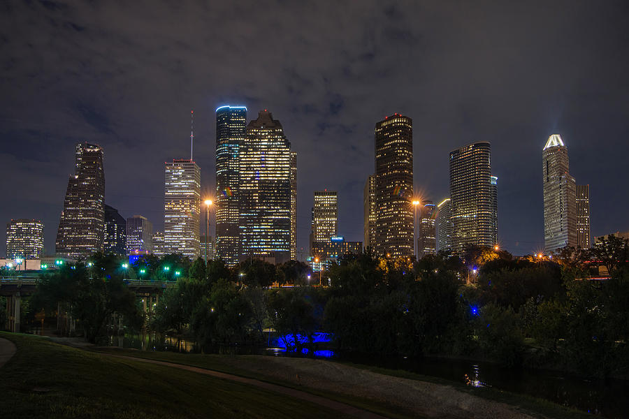 Houston Skyline At Night Photograph