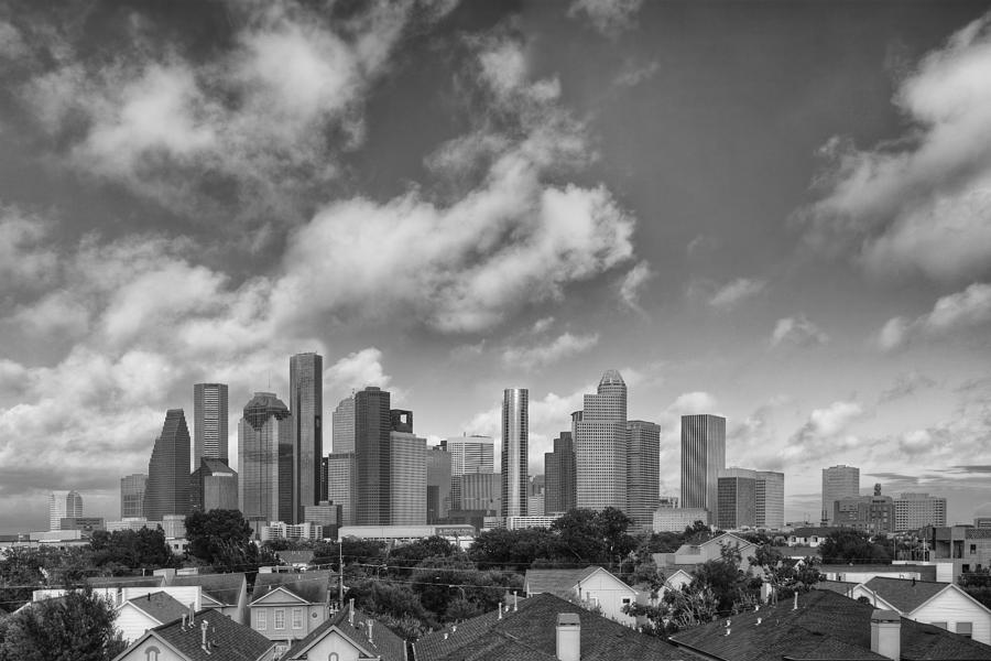 Houston Skyline Images and Prints - Black and White on a Summer ...