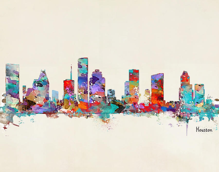 Skyline Painting - Houston Texas Skyline by Bri Buckley