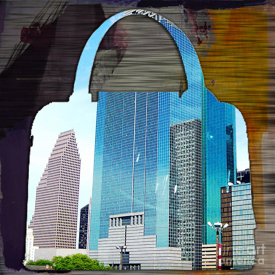 Houston Texas Skyline in a Purse Mixed Media by Marvin Blaine