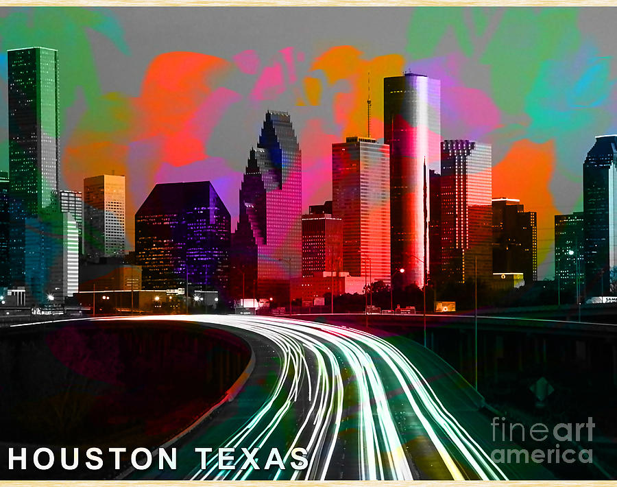 Skyline Mixed Media - Houston Texas Skyline  by Marvin Blaine