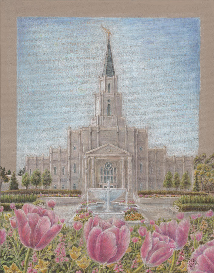 Houston TX LDS Temple Drawing by Pris Hardy