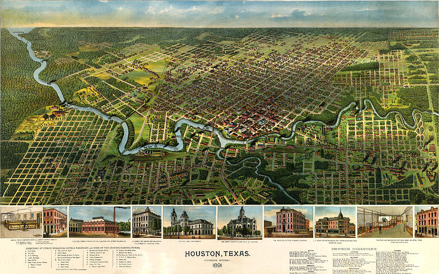 Houston Vintage Map 1891 Photograph By Stephen Stookey - Fine Art America