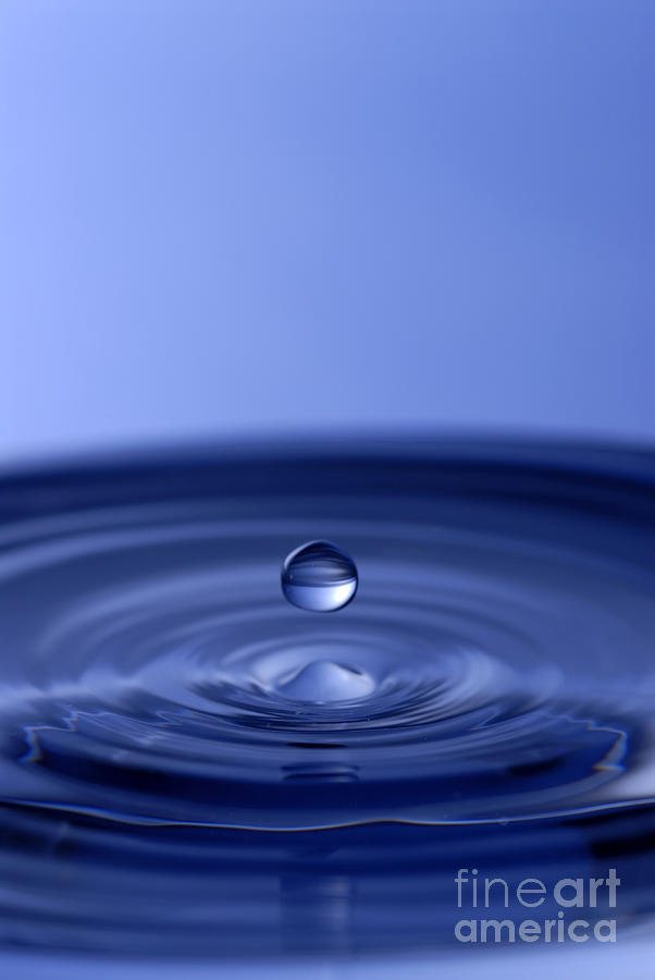 Hovering Blue Water Drop Photograph by Anthony Sacco