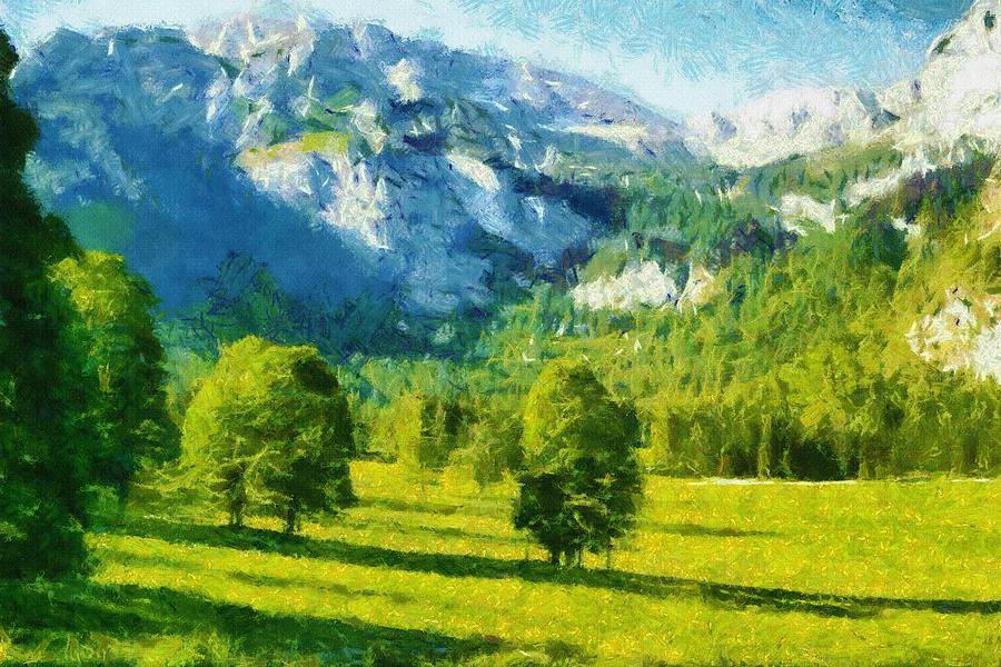 Tree Painting - How Green Was My Valley by Inspirowl Design