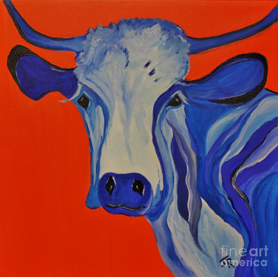 Abstract Painting - How Now Blue Cow by Janice Pariza