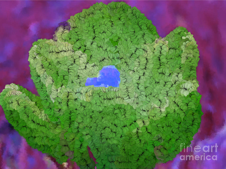 Flower Digital Art - How Things Were Purple Green Blue by Holley Jacobs