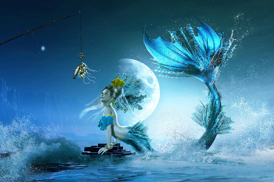 How to Catch a Mermaid Digital Art by Shanina Conway