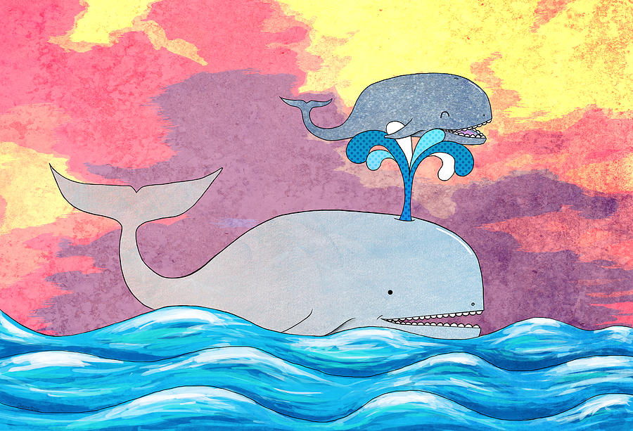 Whale Mixed Media - How Whales Have Fun by Shawna Rowe