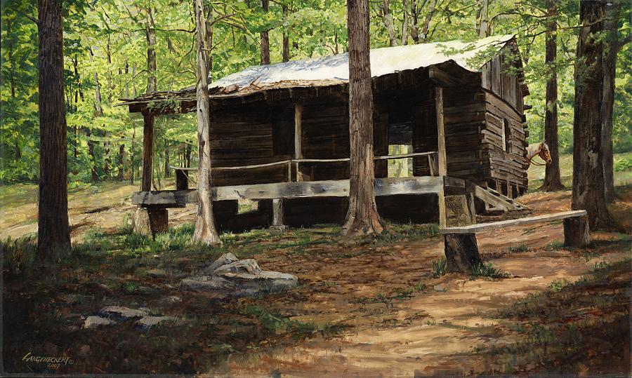 Cabin Painting - Howell Log Cabin - Hartshorn by Don  Langeneckert