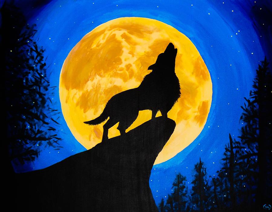 Wildlife Painting - Howl at the Moon by Cody Wheeler