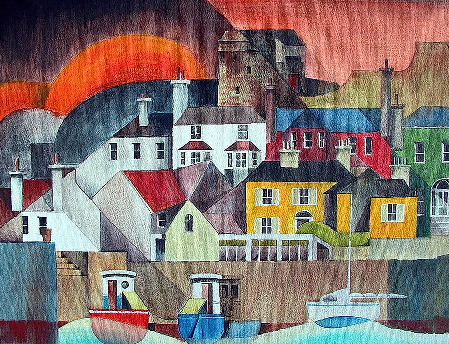 Howth Sunset  Dublin Painting by Val Byrne