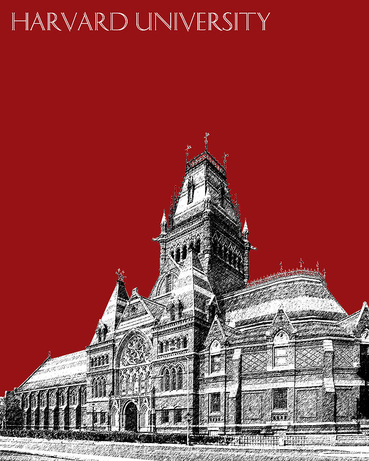 Architecture Digital Art - Harvard University - Memorial Hall - Dark Red by DB Artist
