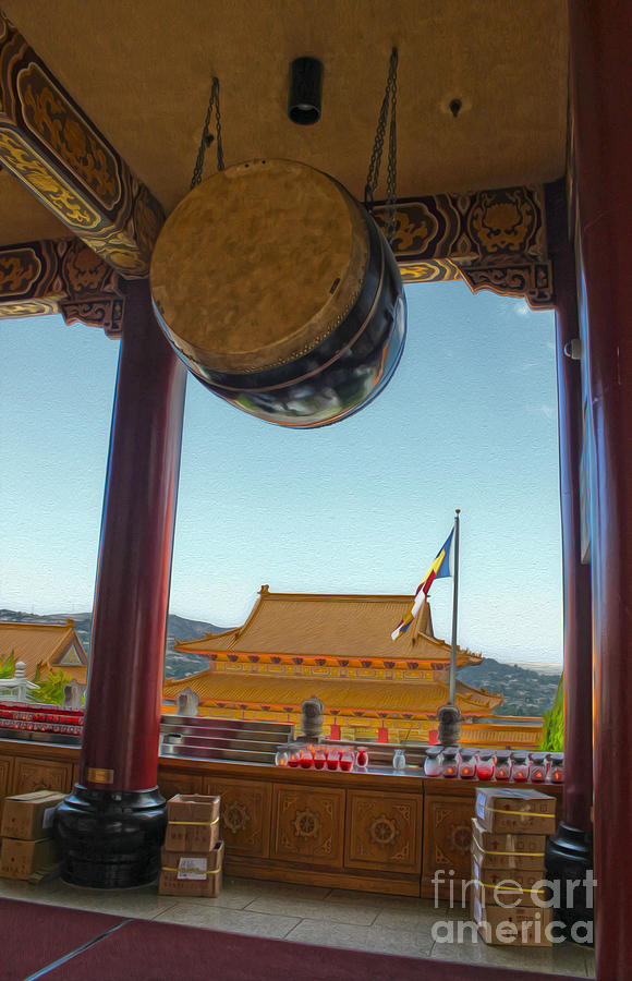 Buddha Photograph - Hsi Lai Temple - Drum by Gregory Dyer