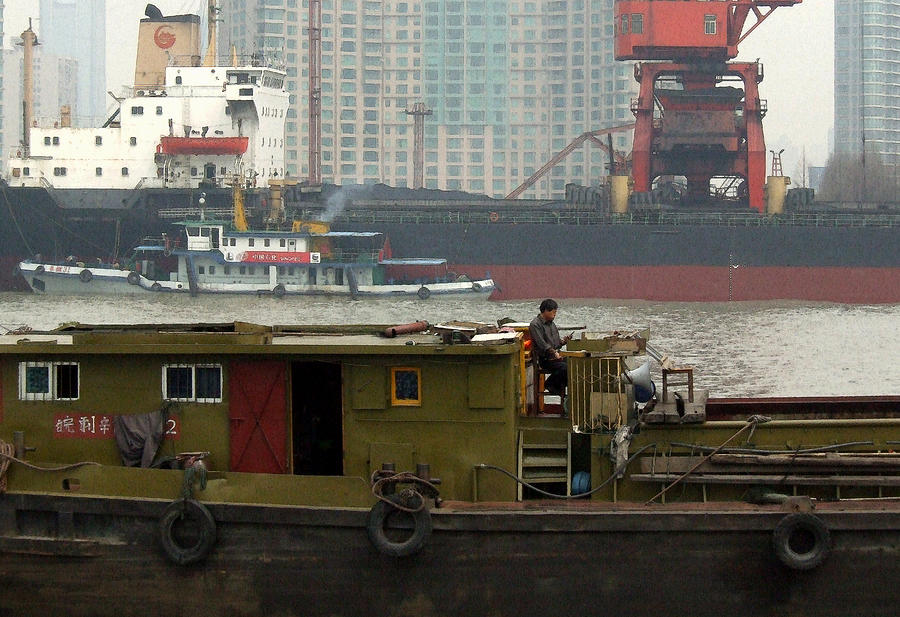 Ships Photograph - Huangpu River Shanghai by Rene Sheret