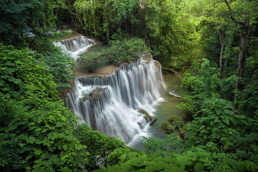 Huay Mae Khamin Waterfall Photograph by Thebang