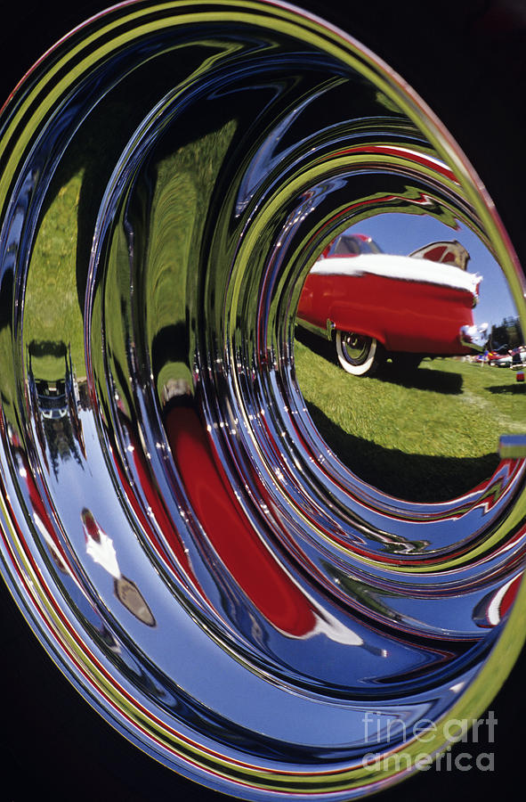 Hub Cap Reflection Antique Car Photograph by Jim Corwin