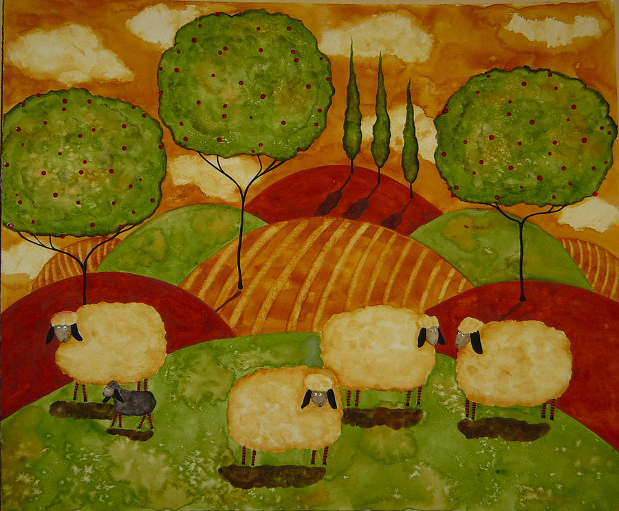 Animal Painting - Sheepies by Debi Hubbs